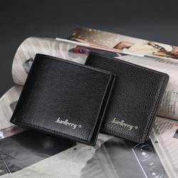 Casual Men Wallet Short Slim Bilfold Wallet PU Leather Minimalist Man Wallet With ID Windows Card Holder Purse cartera hombre