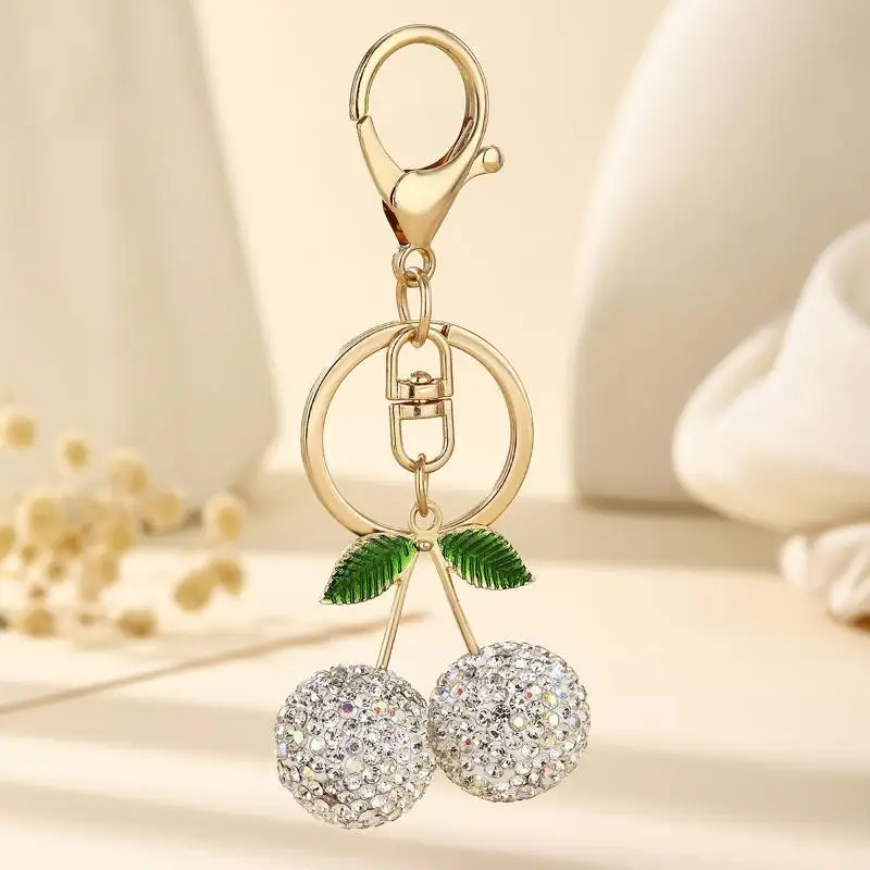 Luxuriöser Strass-Kirsch-Schlüsselanhänger, Kreativer Exquisiter Glänzender Schlüsselring, Taschenanhänger, Personalisierter Taschen-Charm, Geburtstagsgeschenke – Detail 6