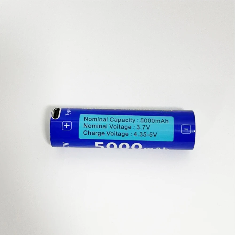 3.7V 21700 Li-ion Battery 5000mAh USB Type-C Rechargeable Battery for Flashlight + Type-C Cable