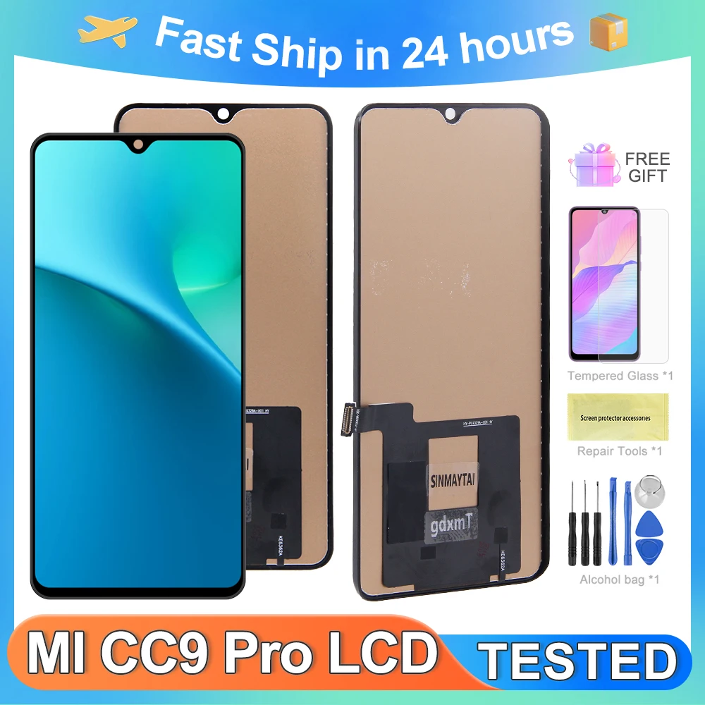 For Xiaomi Mi CC9 Pro For Mi Note 10 Pro Tested M2101K7AI Mi Note 10 LCD Display Touch Screen Digitizer Assembly Replacement