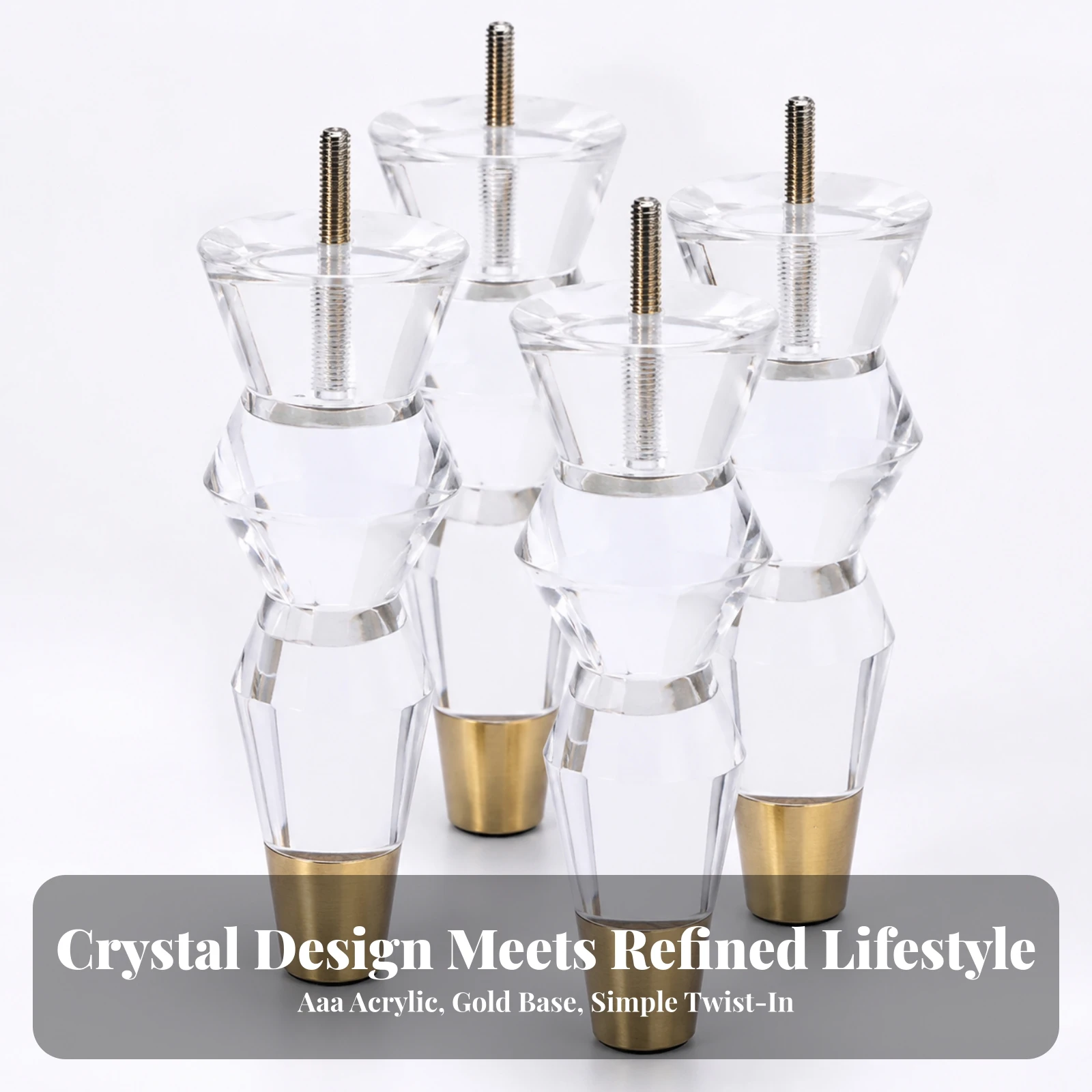 4 Pieces Acrylic Furniture Legs Modern Acrylic Furniture Leg Sofa Leg Decorative Gold for DIYers