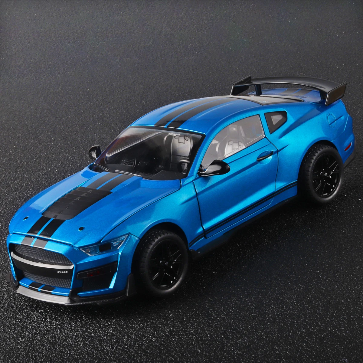 Large 1:18 Ford Mustang GT500 Miniatures Alloy Diecast Metal Vehicle Model Collectibles Sound Light Toys Car Gifts For Kids Boys