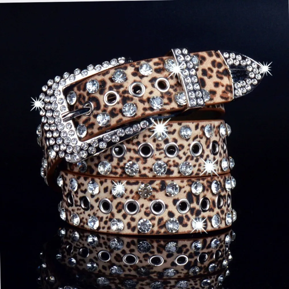 Versatile Wide Women's Belt, Fashionable and Casual Hollow Rhinestone Women's Belt， LR1556 image 3