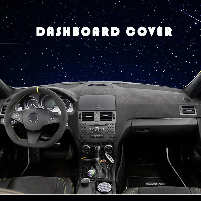 

Чехол на приборную панель автомобиля из алькантары на заказ для Mercedes Benz C Class C63 C-Class 2008-2010, коврик с абажуром, подушка, ковер, автомобильный Стайлинг