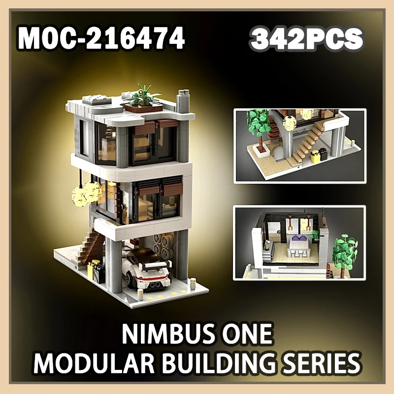 

MOC-216452 Nimbus ONE | Modular Building Series Creative Modern Luxury Villa Assembly Model Miniature Brick House Gift 342PCS