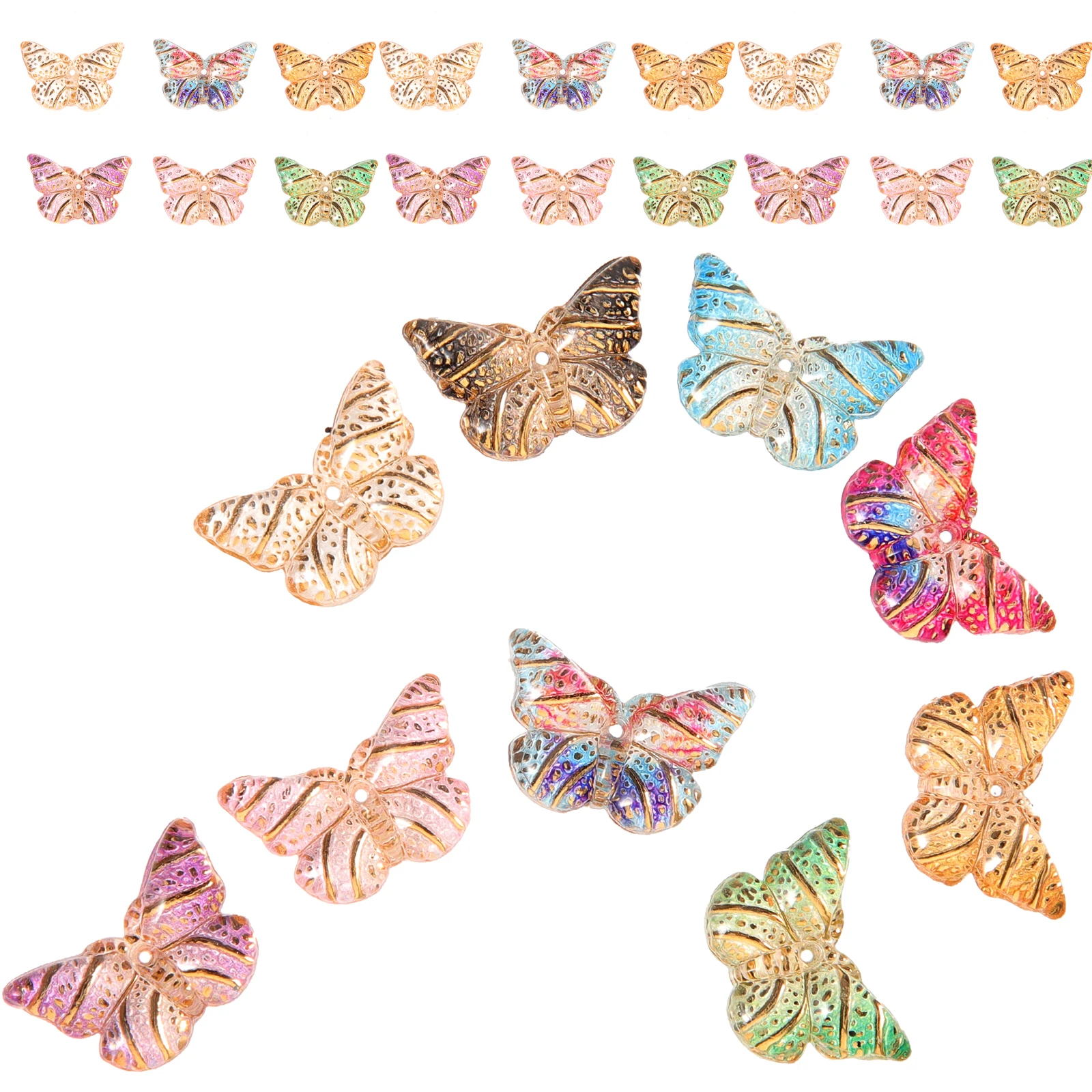 

100 шт., подвески-бабочки, красочные милые пластиковые подвески «сделай сам», для изготовления браслетов, принадлежности для рукоделия, подвеска-бабочка