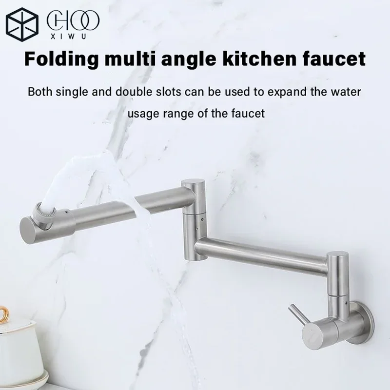 CHOOXIWU - Baokemo Wall-Mounted Folding Faucet 304 Stainless Steel Universal Rotating Kitchen Concealed Single Cold Water Tap