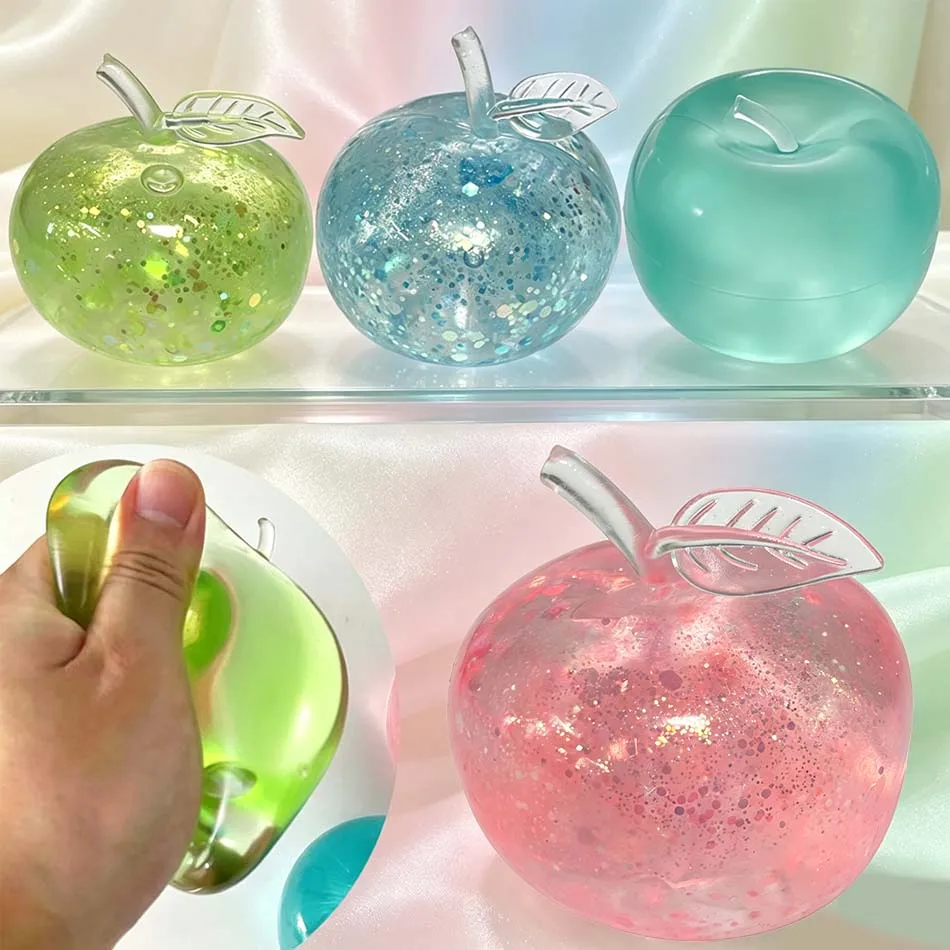 Apfel-Maltose Squishy Spielzeug Sensorisches Fidget-Spielzeug Weiches Transparentes Simuliertes Langsam Zurückfederndes Entspannungsspielzeug für Tägliche Entspannung ﻿ Grün Rosa