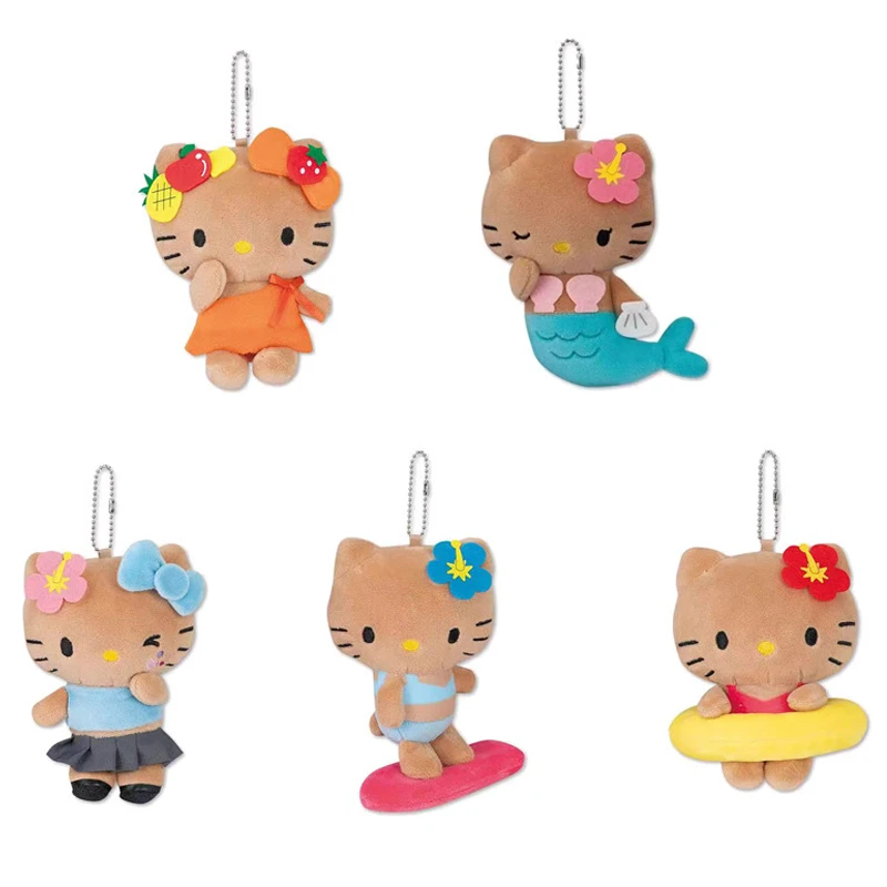 

10 см милый мультфильм Kawaii Sanrio Гавайский пляж Hellokitty плюшевая кукла брелок сумка кулон игрушка в подарок