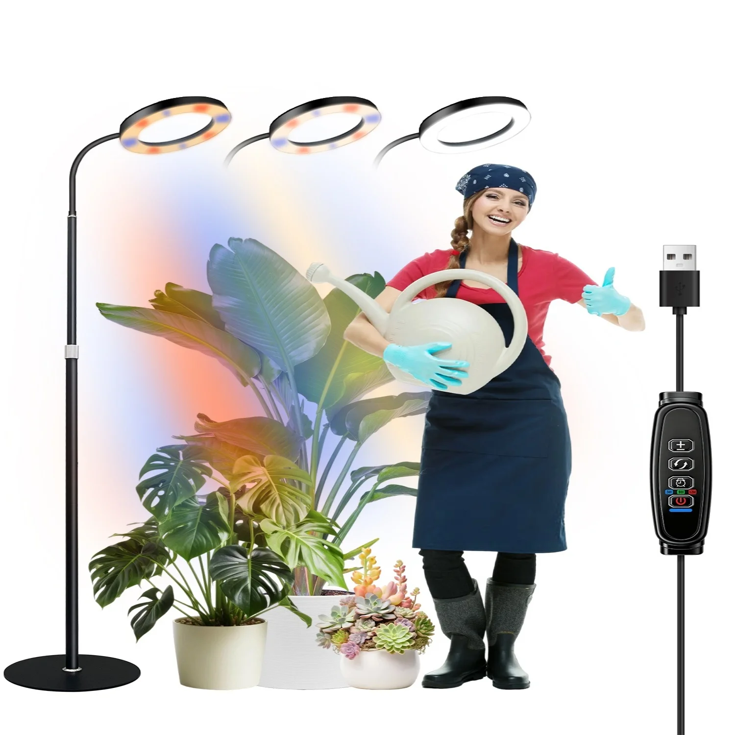 

4 Colors USB Tripod Plant Growth Lamp 5V Timing Control 3/9/12Hours Indoor Greenhouse Bracket Floor Lamp Plant Lamp Dimming
