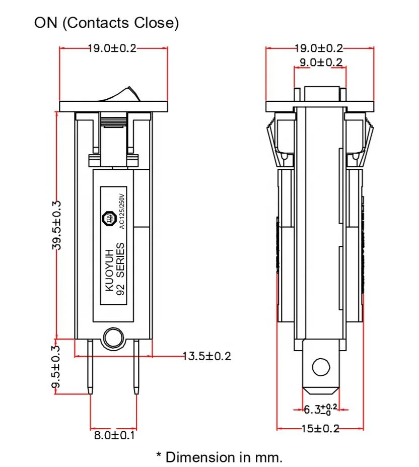 Kuoyuh 92 Series1.5 A  Manual Reset Overload Protector Battery  Circuit Breaker