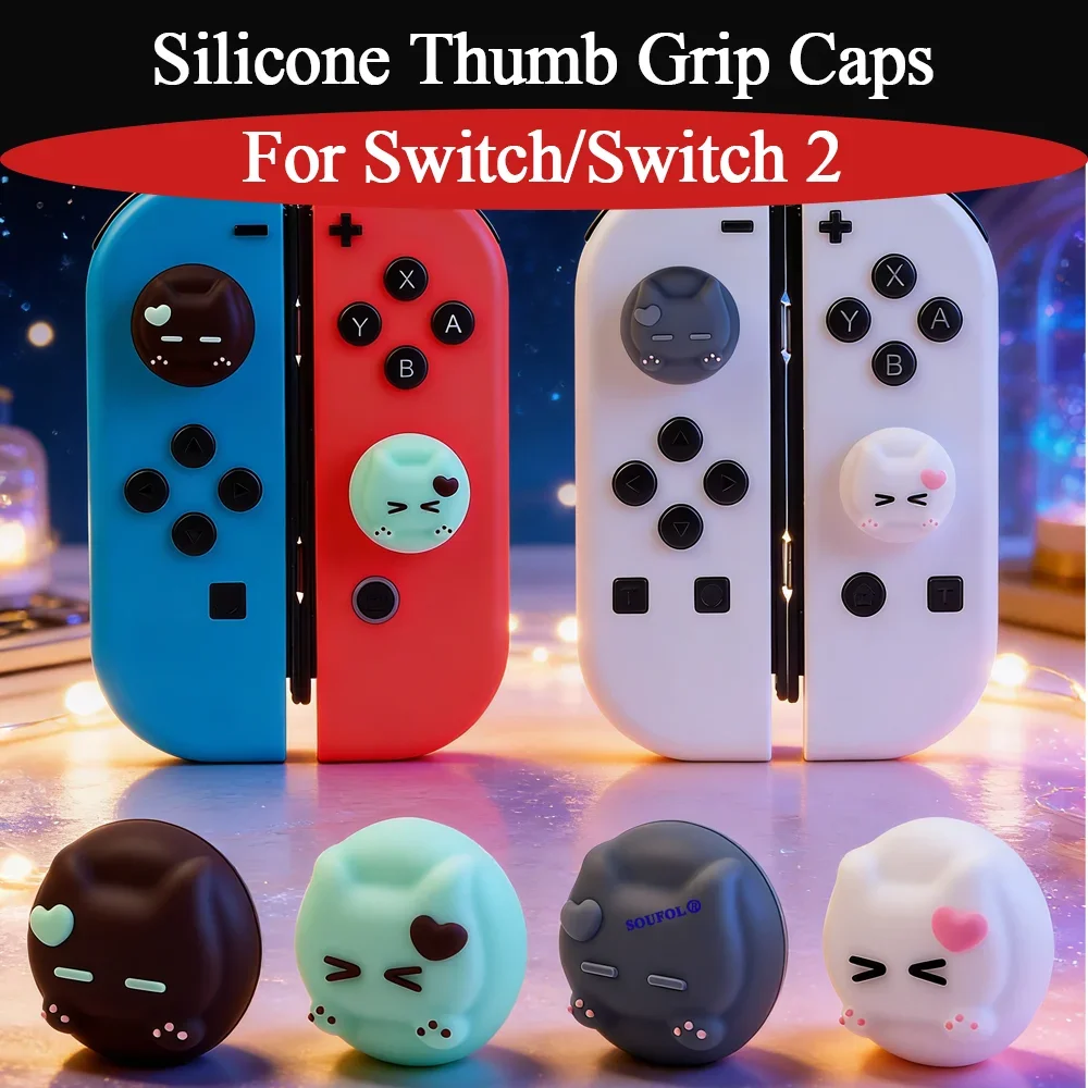 4PCS/Set For NS2/PS5/XBOX New Anti-Slip Cute Silicone Analog Stick Cover Soft Thumb Stick Grip Cap For Switch/Lite/OLED Accessor