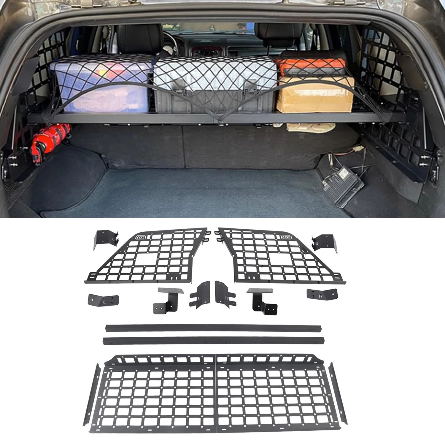 CGZ For Jeep Grand Cherokee WJ 1999-2004 Modular Storage Panel Shelf Modification Molle Panel Rear Trunk Debris Rack  1 Set