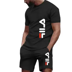 2024 New Men's Fitness Fashion Set Men's casual sportswear set Quick drying sportswear Short sleeved T-shirt+shorts 2-piece set