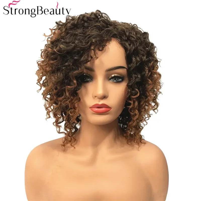 

StrongBeauty Synthetic Wigs Medium Length Curly Wig Heat Resistant Women Hair
