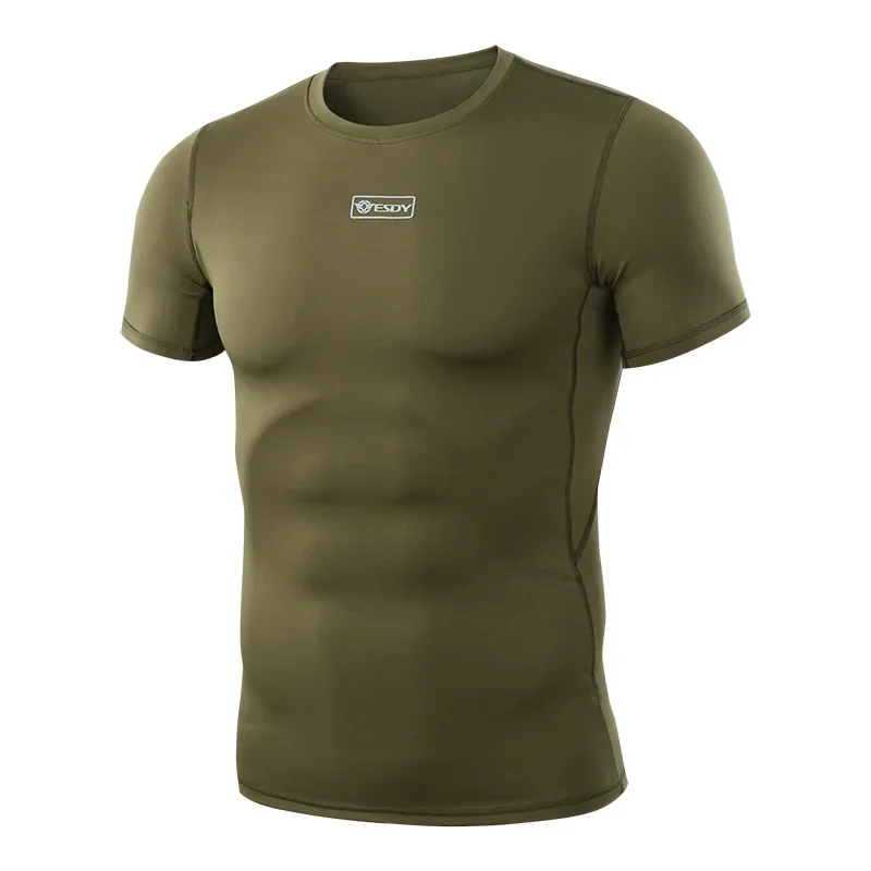 Tactical Camo Compression Shirt Men's Outdoor Sport Quick Dry Fit Running Gym Shirts Short Sleeve Fishing Hiking Hunting T Shirt