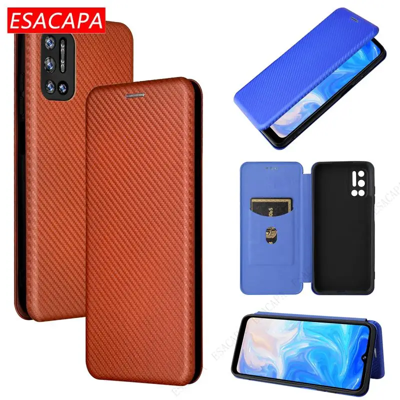 

2022 Carbon Fiber Flip Phone Case For Doogee N40 Pro Card Slot Leather Stand Holder Magnetic Shockproof Cover For Doogee S86 S59