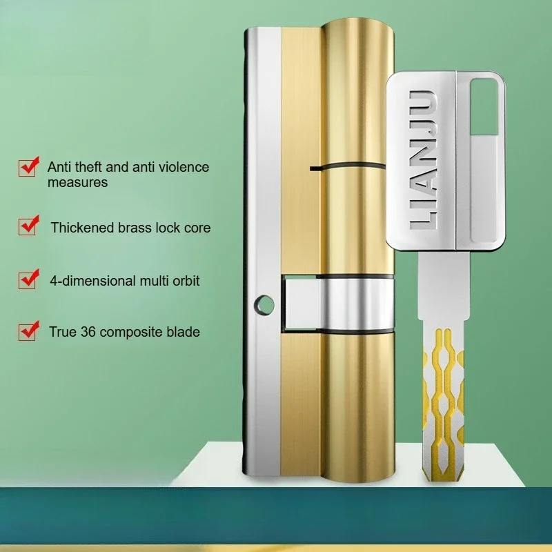 Super C-Level High Quality European Standard Lock Cylinder Anti-Theft Door Copper Lock Cylinder Household Cylinder 8 Master Keys