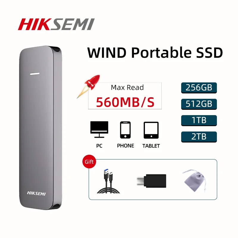 HIKSEMI(Hikvision) Protable Hard Disk SSD 256G/512G/1TB/2TB External Solid State Disk Hard Storage Laptop/Desktop