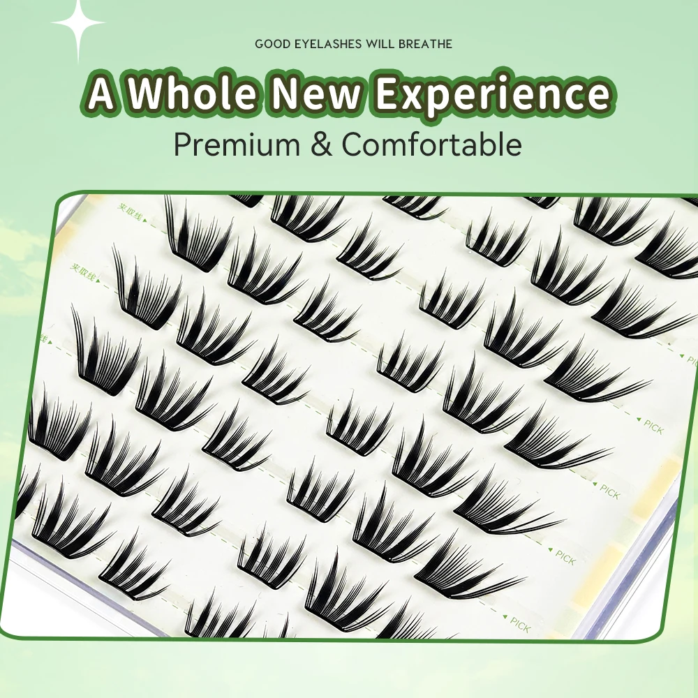 Yelix Natural Fox Style Cílios Postiços 3D Cílios Individuais Clusters Manga Cílios Autoadesivos para Maquiagem Diária