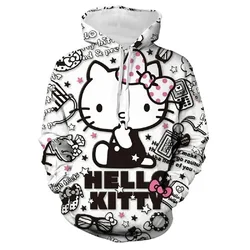 Sanrio HELLO KITTY Hoodie Children Fun Graphic Pullover Adult Kids Casual Hooded Clothing Boys Girls Fashion Trend Coat with Hat