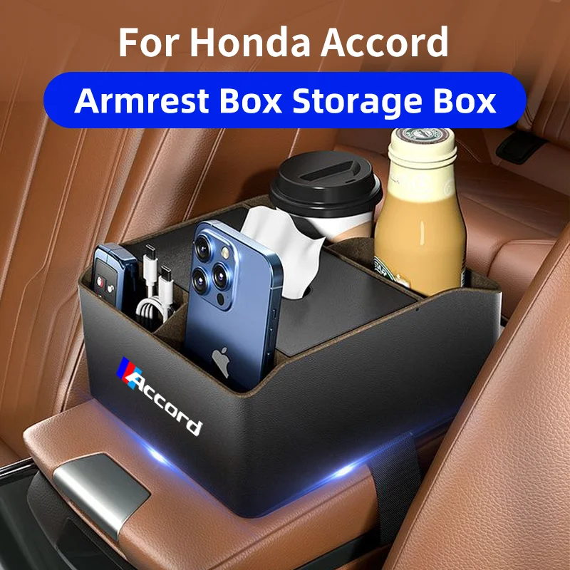 Car Armrest Water Cup Holder Storage Organizer For Honda Accord 6 7 8 9 10th Auto Armrest Tissue Storage Box Stowing Tidying Box