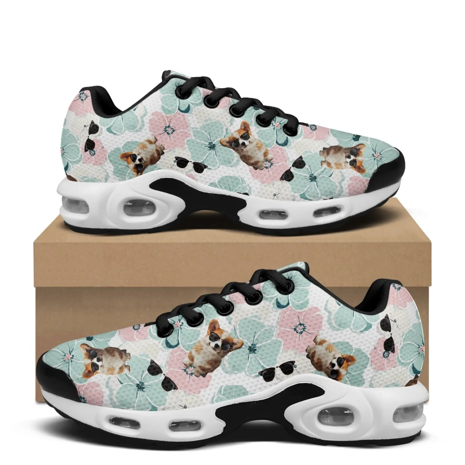 PENSTROLL Floral Print Breathable Running Shoes Mens Running Shoes for Casual Thick Soled Gym Shoes