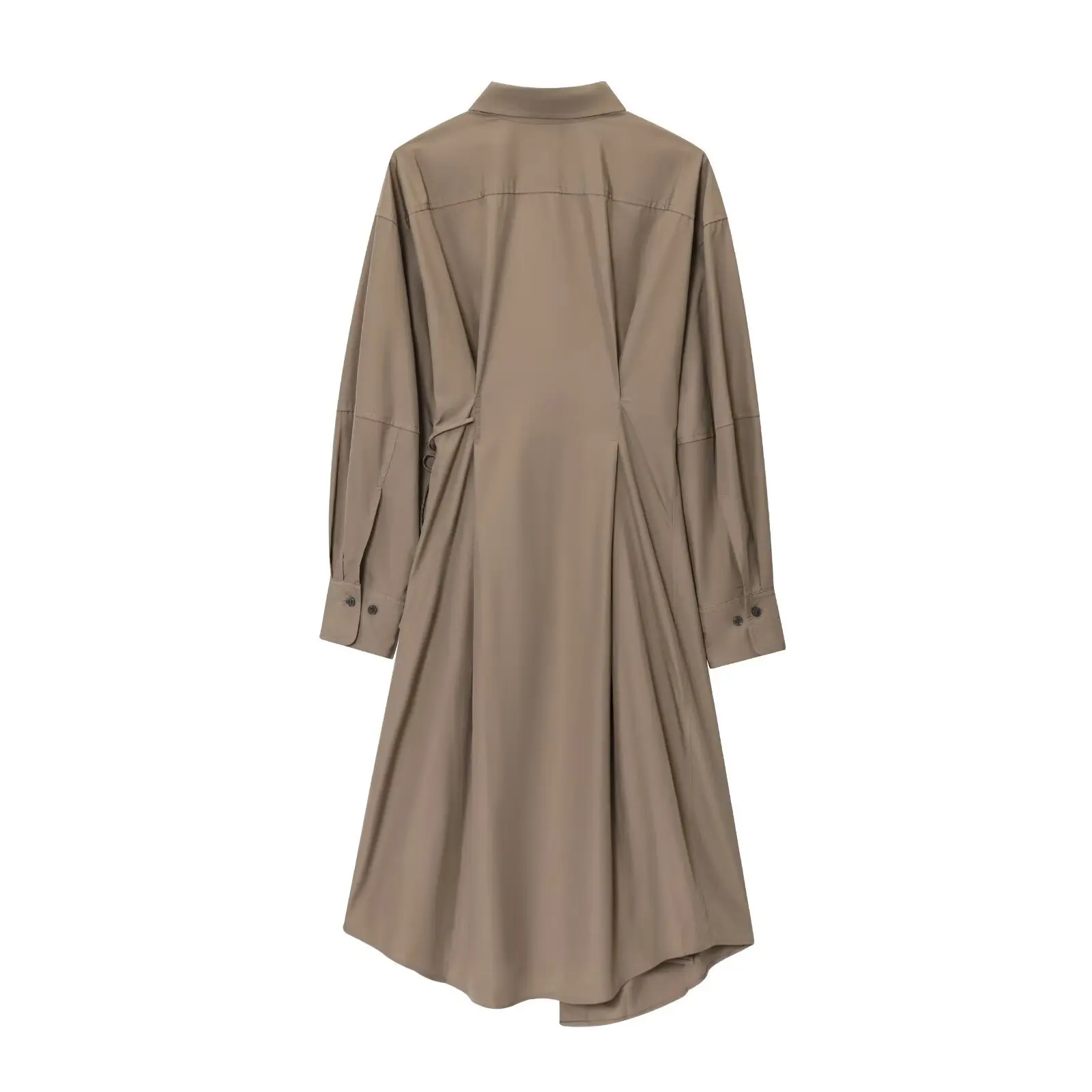 クロスボーダーライトマチュアラペルシングルブレストストラップシャツスタイルアシンメトリースカートドレス