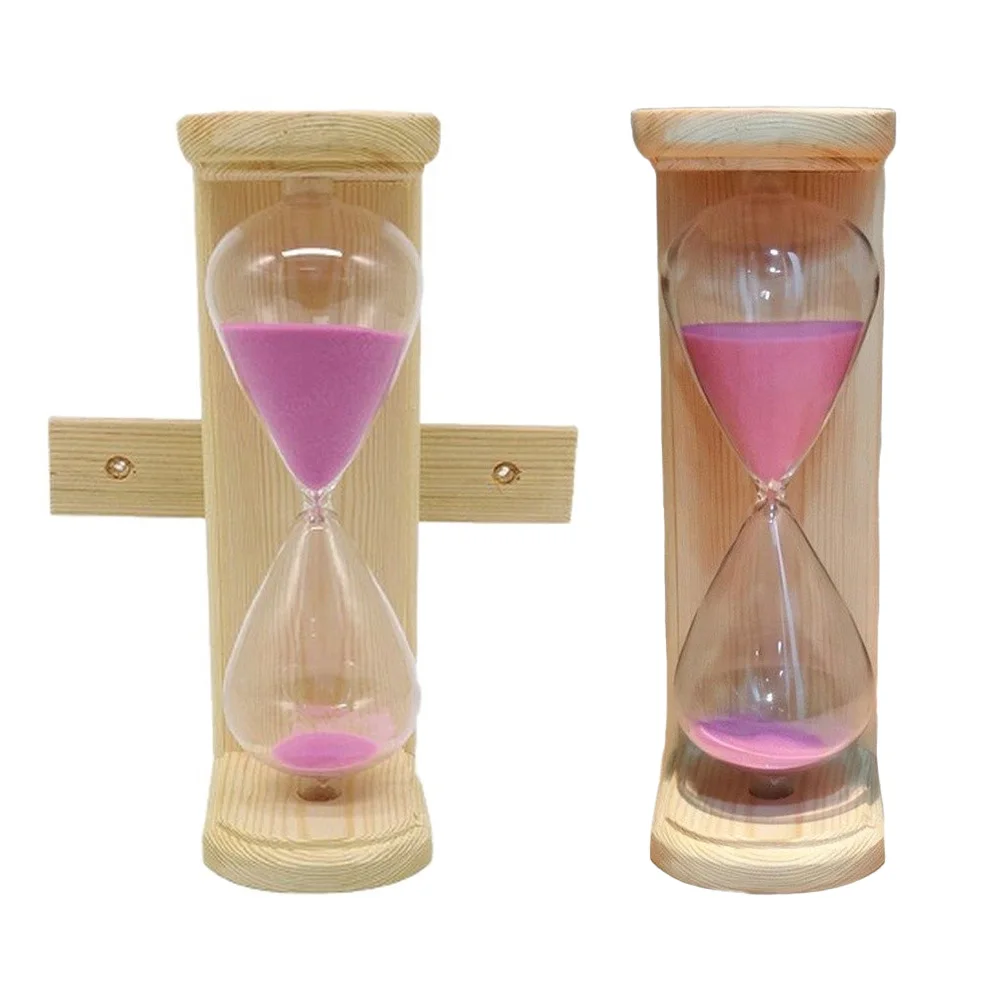 Natural Wood Frame Glass Hourglass Sand Timer, 15‑Minute Decorative Sand Clock For Cooking, Meditation, Relaxation And Home Desk