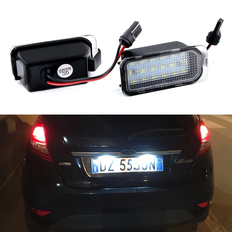 Éclairage de plaque d'immatriculation LED Plug & Play, 2 pièces, aucune programmation est compatible avec les modèles tels que Jaguar XF/XJ, Ford Focus/Fiesta/Mondeo