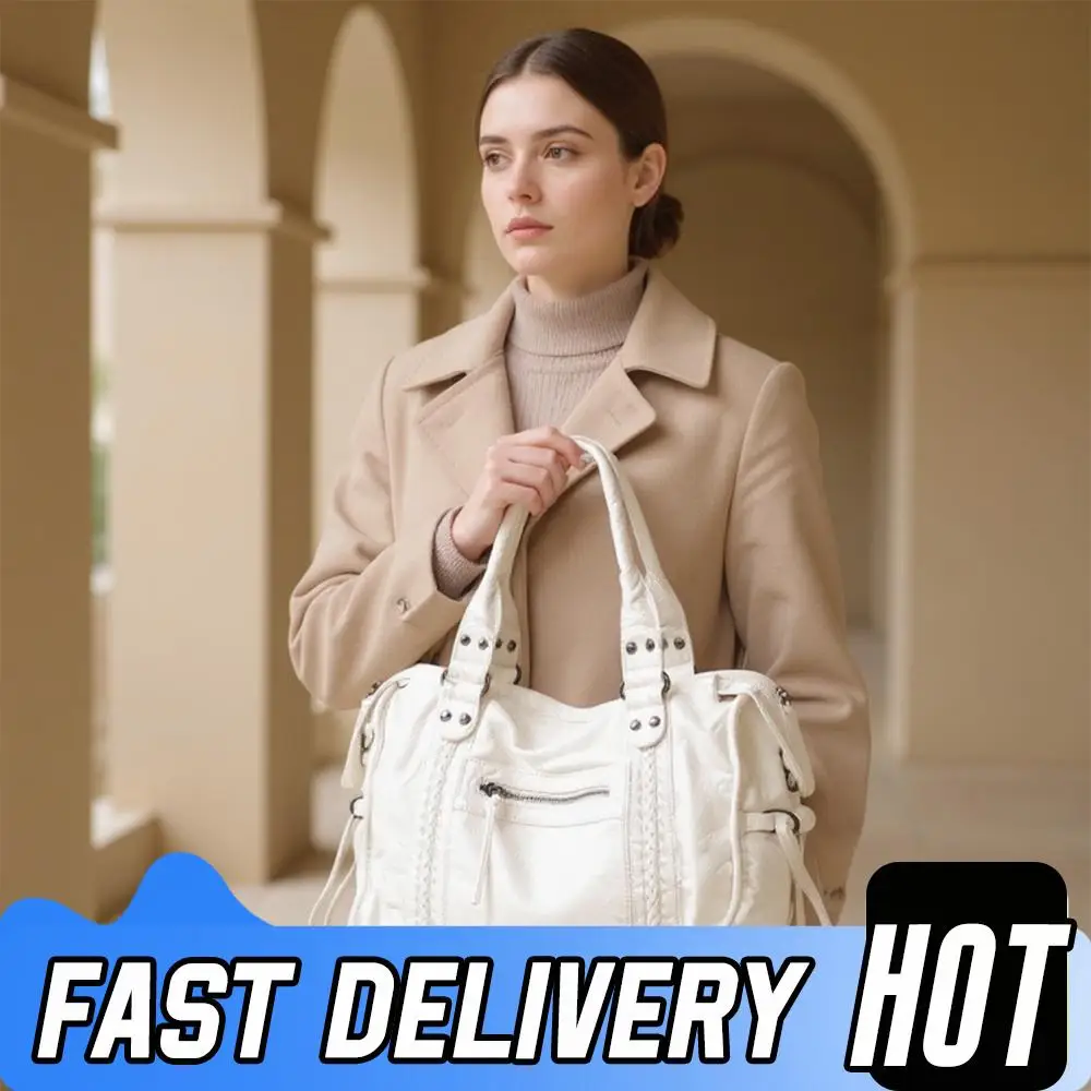 

Multiple Pocket Retro Shoulder Bag Female Luxury Solid Color Classic Crossbody Bag Large Capacity Style Soft PU Leather Tote Bag