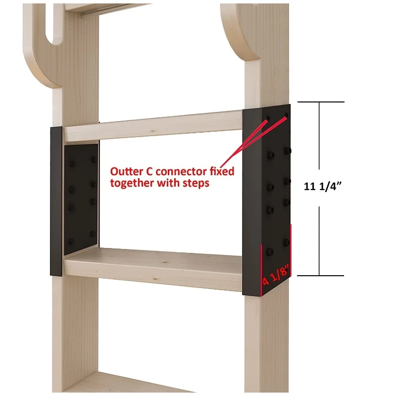 Imagem -04 - Biblioteca Inacabada Step Ladder com Glab Handle Madeira de Pinho Nenhum Deslizamento Hardware Loft Stair Estante 120