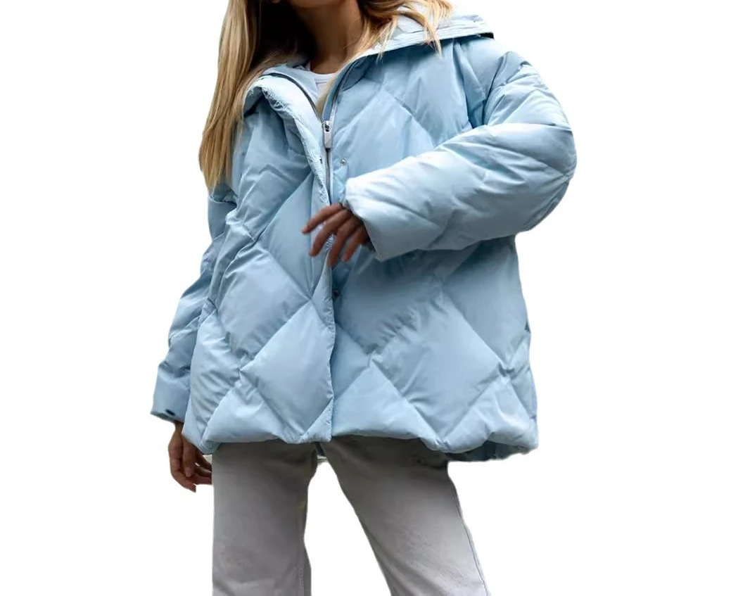 Lingge Cotton Jacket 2025 Autumn/Winter New Loose Jacket Matte Gloss Flip Collar Casual Jacket