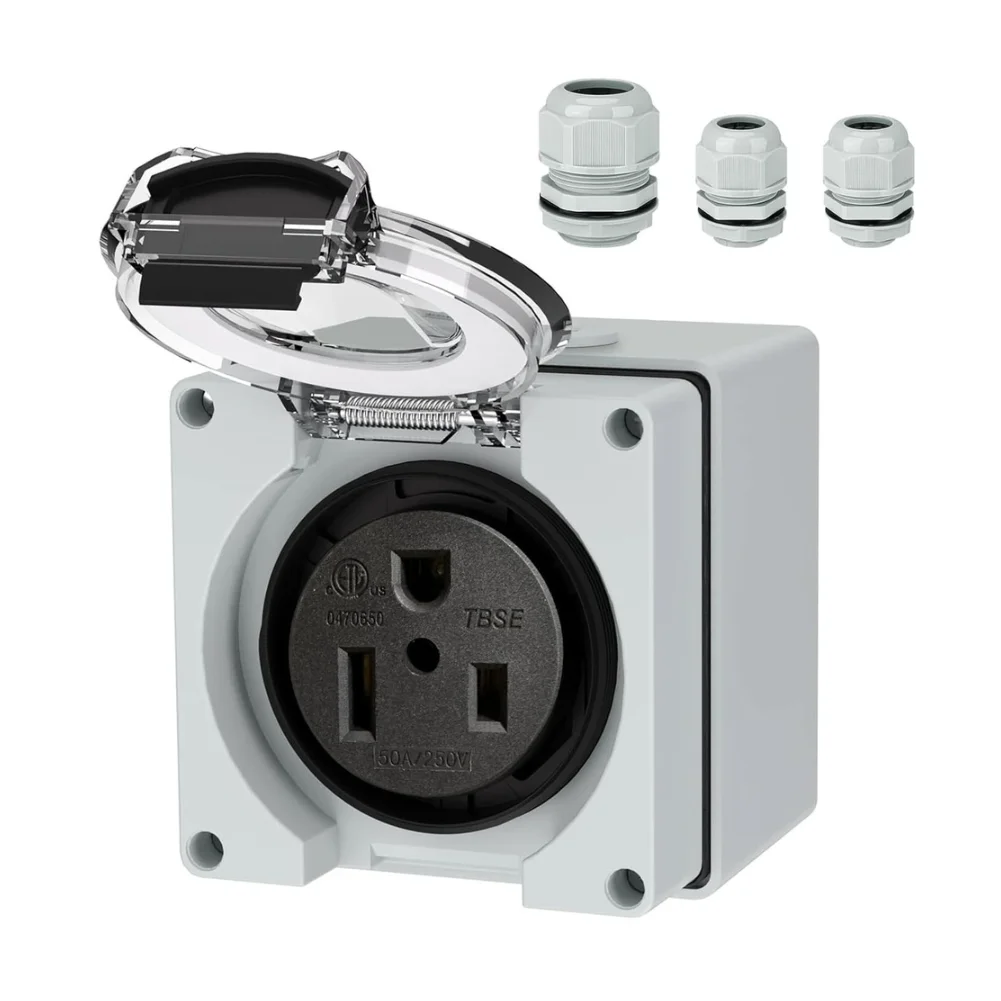 

For NEMA 6-50R 50 Amp 250V Stainless Steel Weatherproof Outlet Box for EV Charger Installations and Heavy-Duty Applications