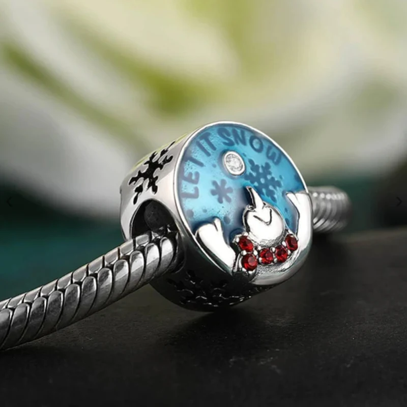 New925 Silver Christmas Charm Bead Santa Sleigh Reindeer Dangle Pendant Fit Original Pandora Bracelet Jewelry For Women DIY Gift