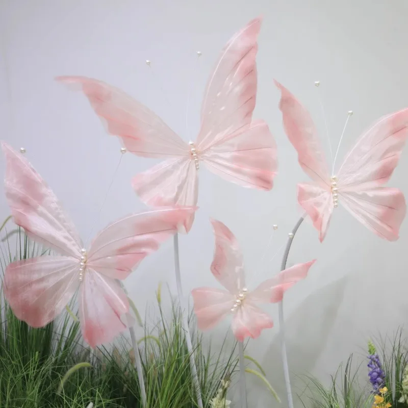 

Large Silk Butterfly Artificial Flowers Wedding Decor Road Guide Gauze Butterflies Party Event Backdrop Christmas Window Display