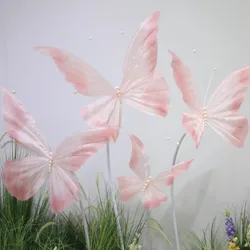 Large Silk Butterfly Artificial Flowers Wedding Decor Road Guide Gauze Butterflies Party Event Backdrop Christmas Window Display