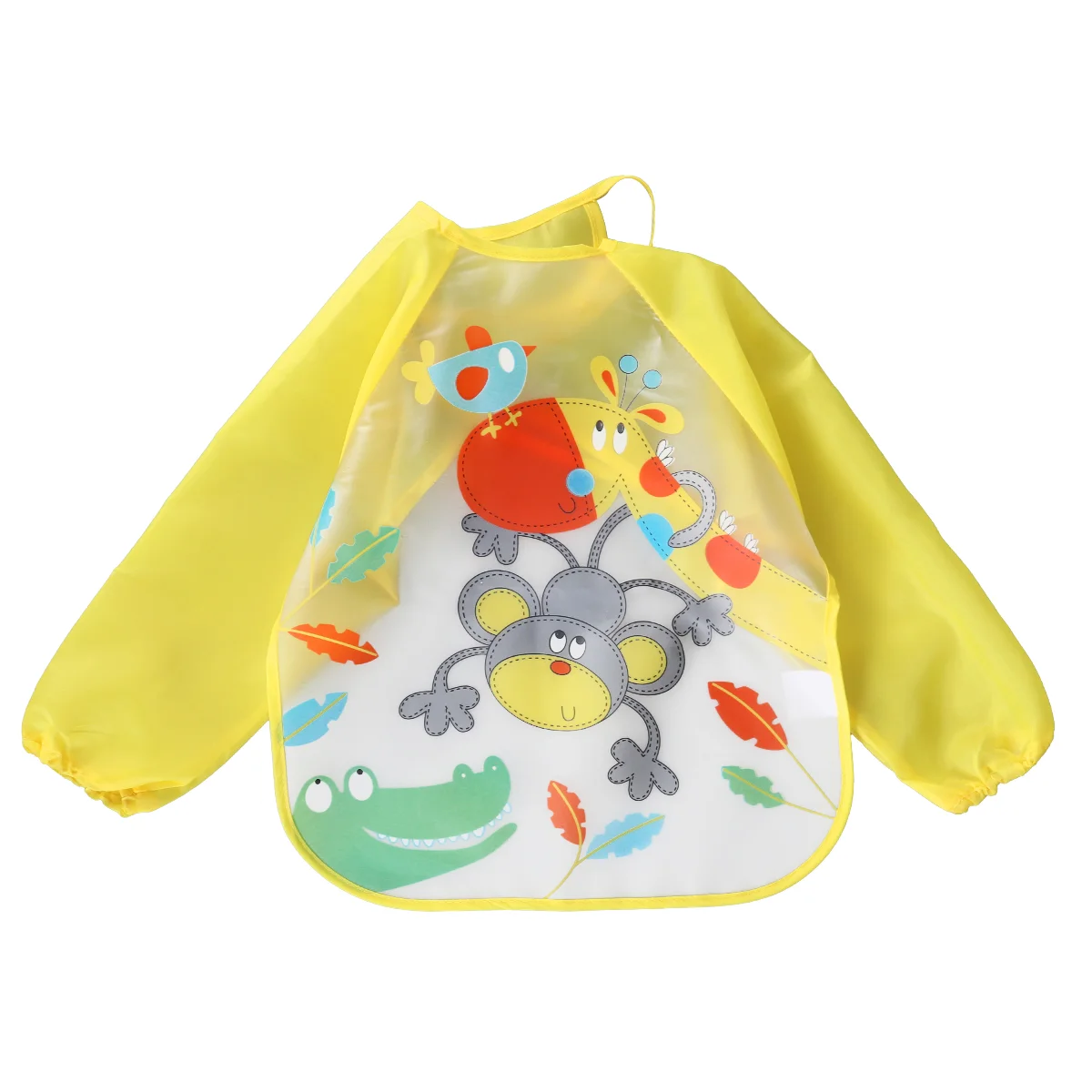 

Sleeved Bib Beautiful Waterproof Bib Smock Washable Painting Clothes for Baby Infant Newborn (Giraffe Monkey Pattern)