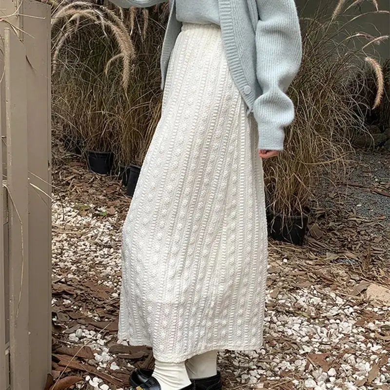 Jacquard Lace Midi Skirt New Style Dressing Temperament A-line Mid Length Skirt