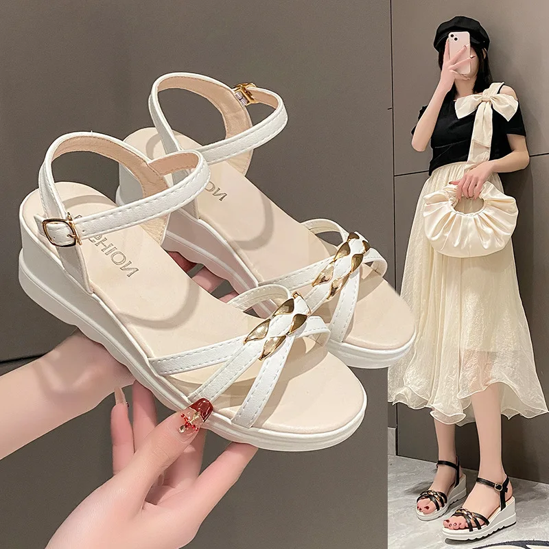 

Women's Wedge Sandals Summer 2024 Fashion Platform High Heels Sandals for Ladies Comfort Casual Soft Bottom Open-toed Sandals