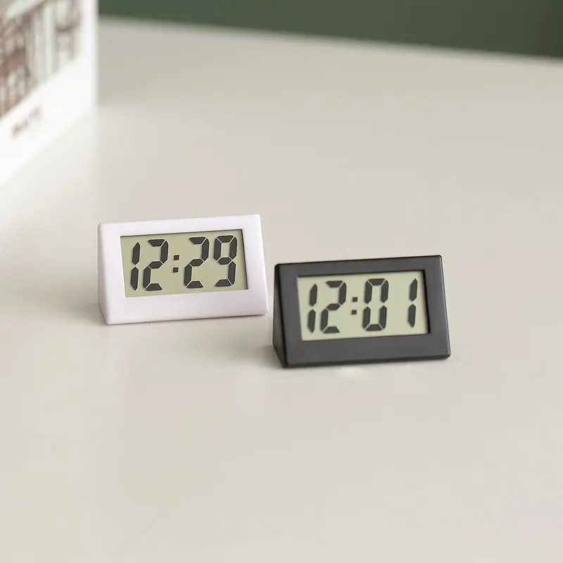 Portable Mini LCD Digital Clock for Bedroom, Small Electronic Watch, Old Man Big Word Table, Student Exam, Mute Desktop Clock