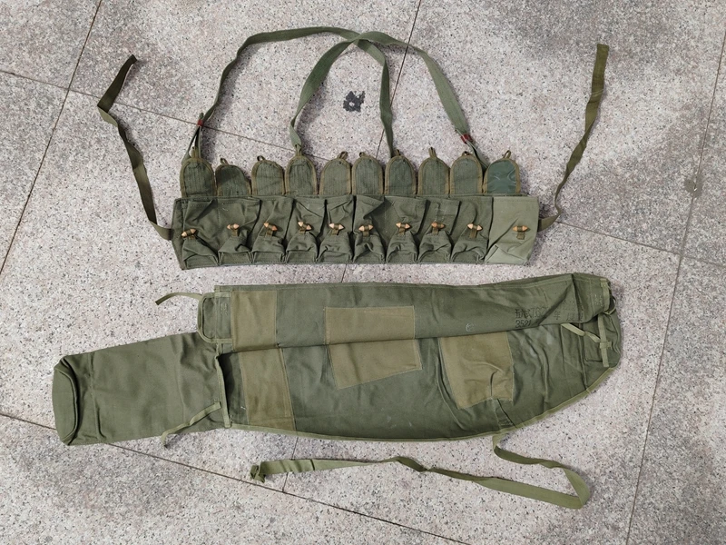 2 قطعة المقتنيات العسكرية الأصلية نوع الجيش الصيني 56 غطاء البندقية حزمة SKS الذخيرة الحقيبة الصدر تلاعب