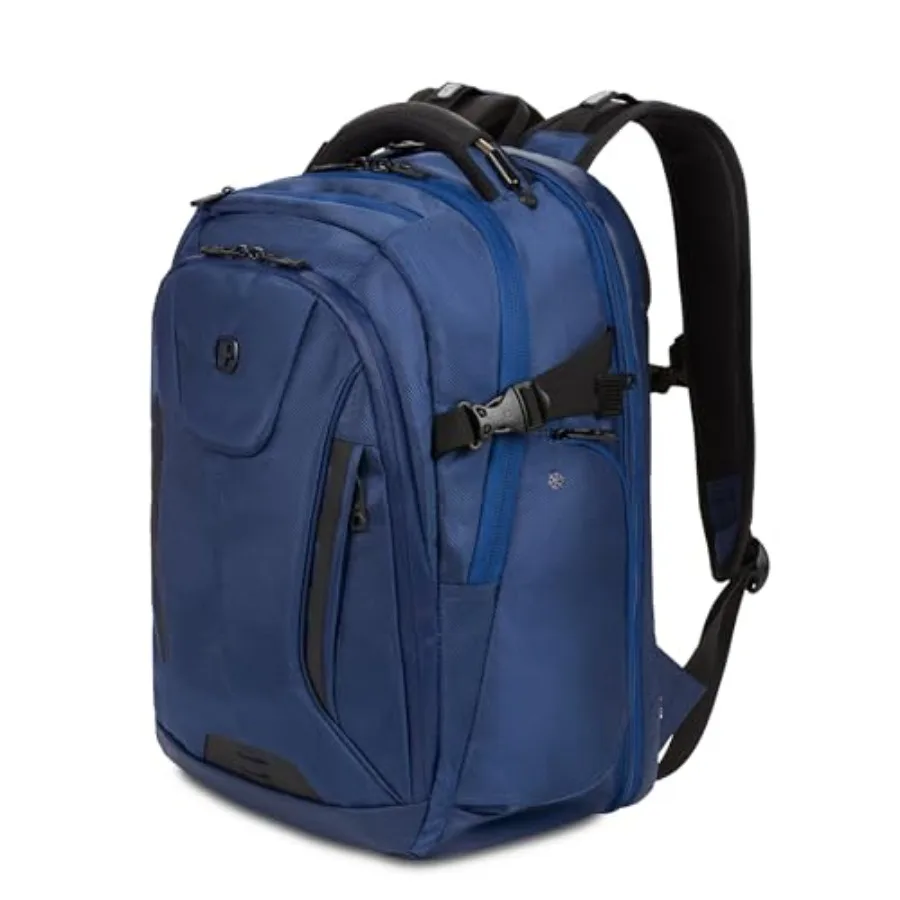 

Travel Tech Elite Laptop Backpack for 16 Laptops Navy Ballistic Polyester TSA-Friendly with USB Port Shoe Compartment Organizer