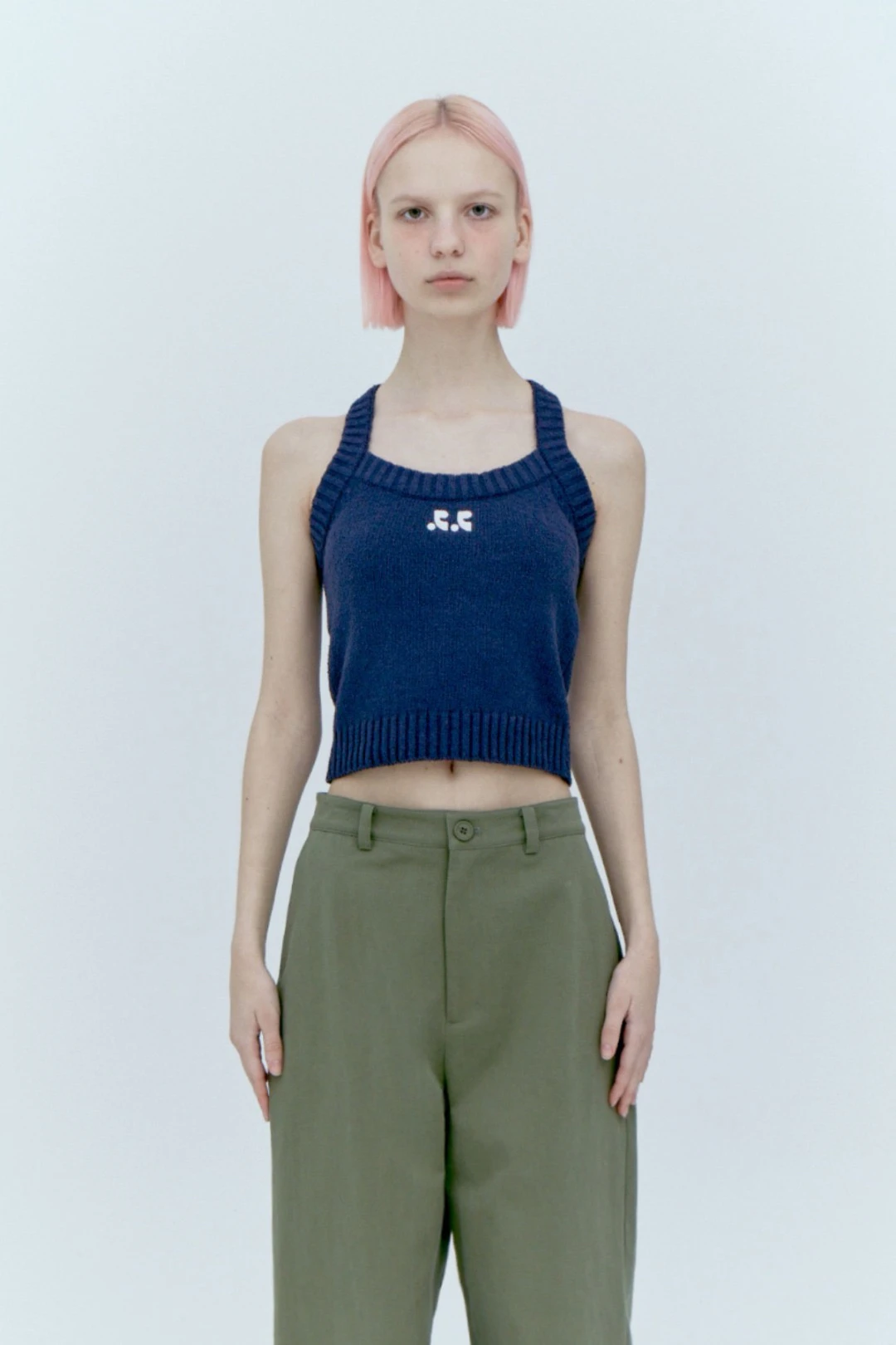 Damska dzianinowa kamizelka typu slim fit RR z odkrytymi ramionami, bawełniana, w stylu koreańskim, casualowa, 100% bawełna, letnia moda.