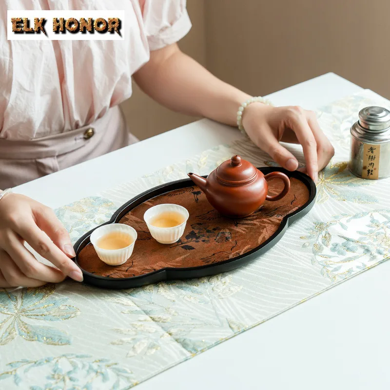 Chinese Style Tea Tray Household Heavy Bamboo Square Pot Base Tea Board Bowl Holder Dry Brewing Table Kung Fu Teaset Accessories