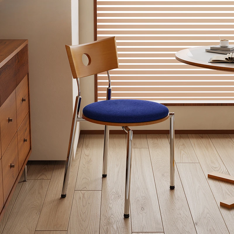 

Medieval style dining chair solid wood casual restaurant retro stainless steel