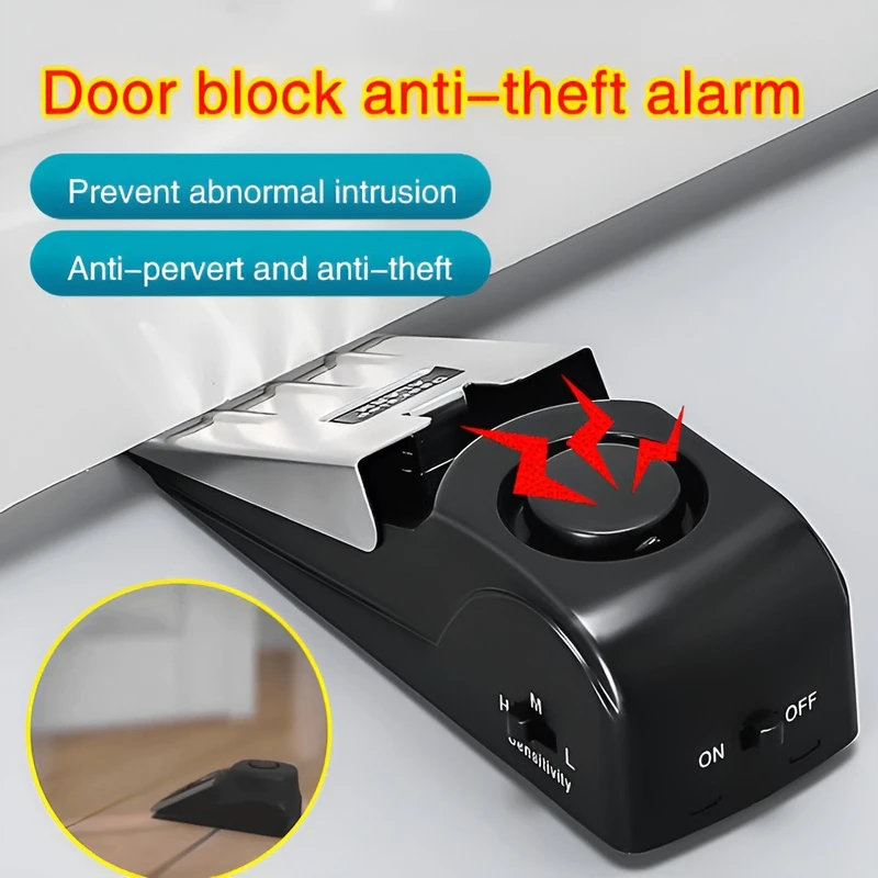 120dB Loud Wireless Door Stop Alarm System Home Security Anti-Theft Door Block System Portable Doorstop Preasure Alarm