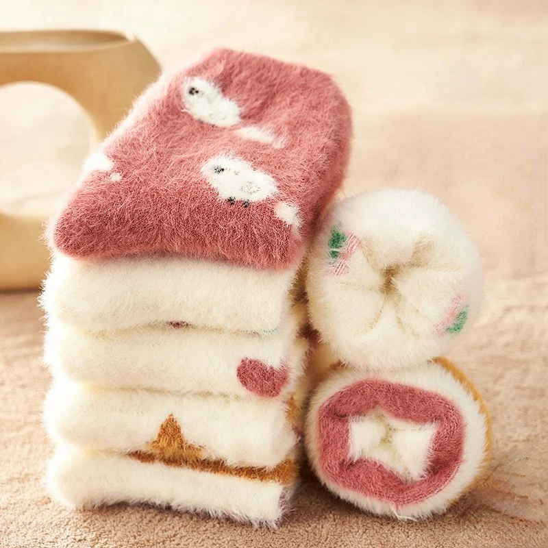 

Kawaii модные носки с героями мультфильмов для женщин, Новое поступление, мягкие, теплые, эстетичные, домашняя одежда, милые, милые, толстые, зимние, повседневные
