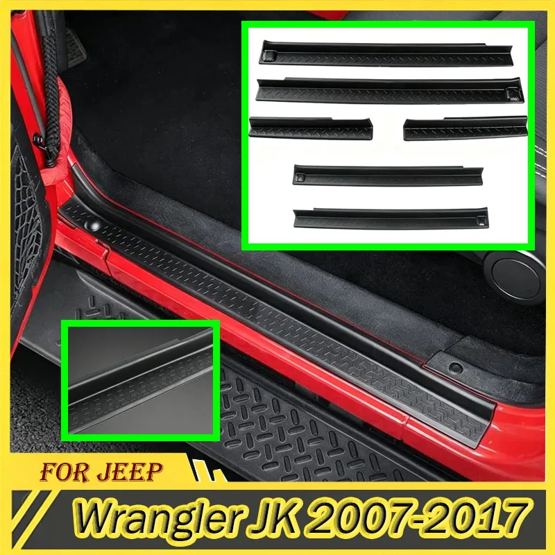 Car Door Sill Entry Guards Strips For Jeep Wrangler JK 2007-2017 Threshold Protector Door Sill Plate Body Kits Auto Accessories