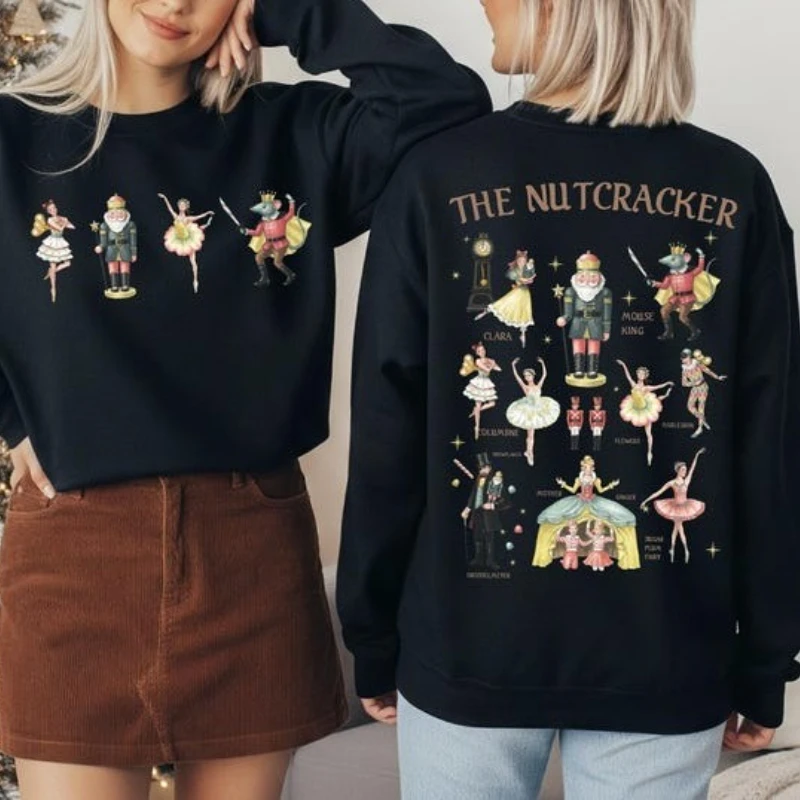 Merry Christmas Nutcracker Ballet Christmas Vibes Sweatshirt Winter Season Thermal Hoodie Long Sleeve Tracksuit Womens Pullover